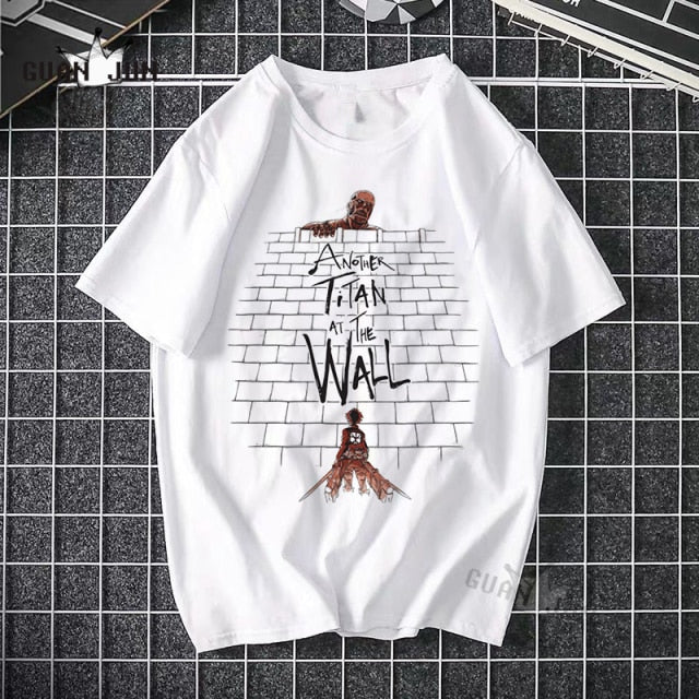 2020 Harajuku Man Attack On Titan T Shirts Tees Shirt Tops Design Cotton Black Short-Sleeved Aesthetic Japanese Anime T Shirt