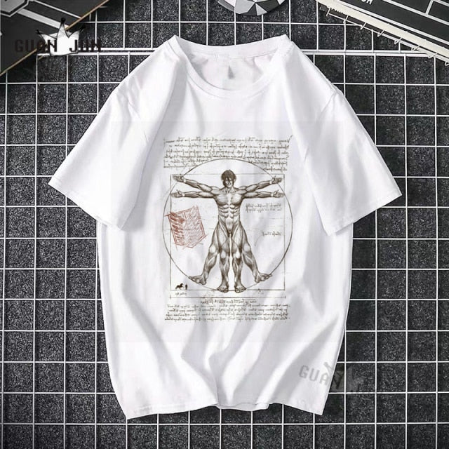 2020 Harajuku Man Attack On Titan T Shirts Tees Shirt Tops Design Cotton Black Short-Sleeved Aesthetic Japanese Anime T Shirt