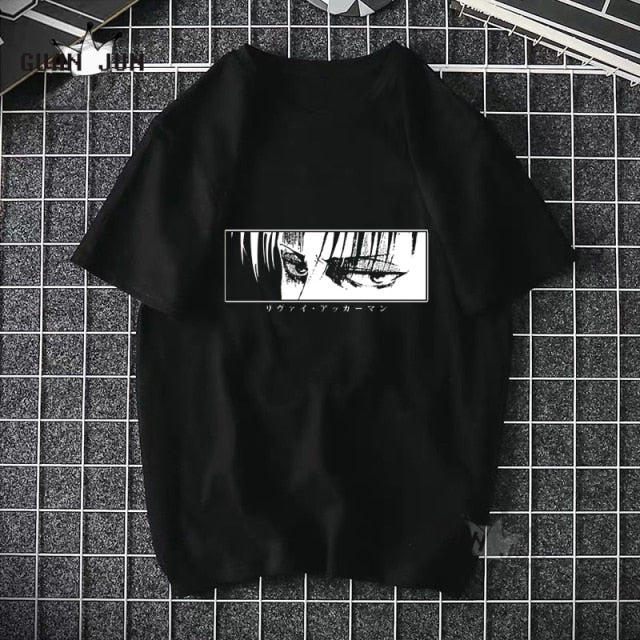 2020 Harajuku Man Attack On Titan T Shirts Tees Shirt Tops Design Cotton Black Short-Sleeved Aesthetic Japanese Anime T Shirt