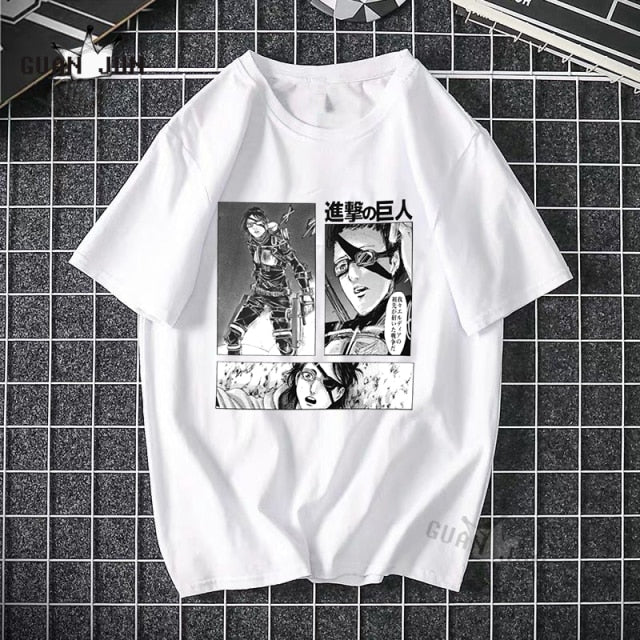 2020 Harajuku Man Attack On Titan T Shirts Tees Shirt Tops Design Cotton Black Short-Sleeved Aesthetic Japanese Anime T Shirt