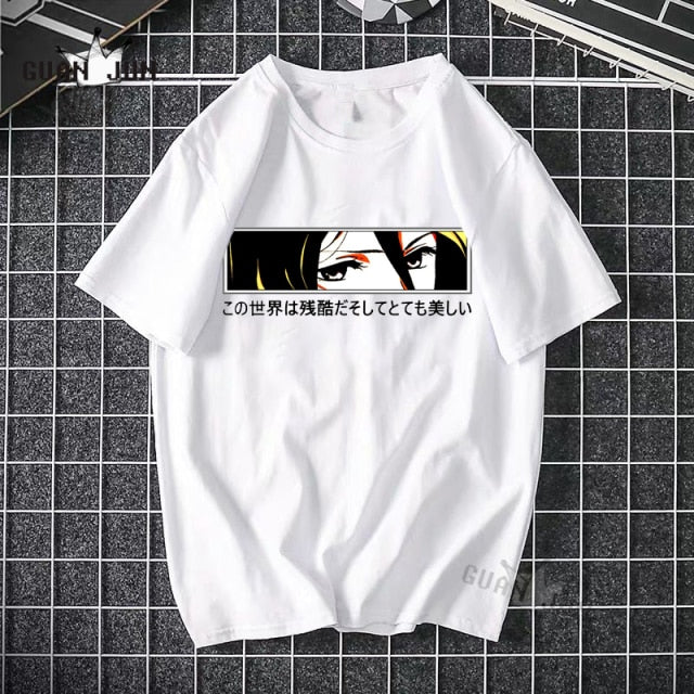 2020 Harajuku Man Attack On Titan T Shirts Tees Shirt Tops Design Cotton Black Short-Sleeved Aesthetic Japanese Anime T Shirt