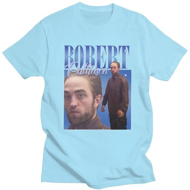 Funny Robert Pattinson Standing Meme T Shirt Men Pre-shrunk Cotton Tee Tops Rob Tshirts Short Sleeved Fashion T-shirt Merch