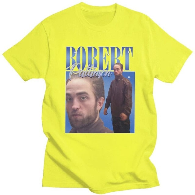 Funny Robert Pattinson Standing Meme T Shirt Men Pre-shrunk Cotton Tee Tops Rob Tshirts Short Sleeved Fashion T-shirt Merch