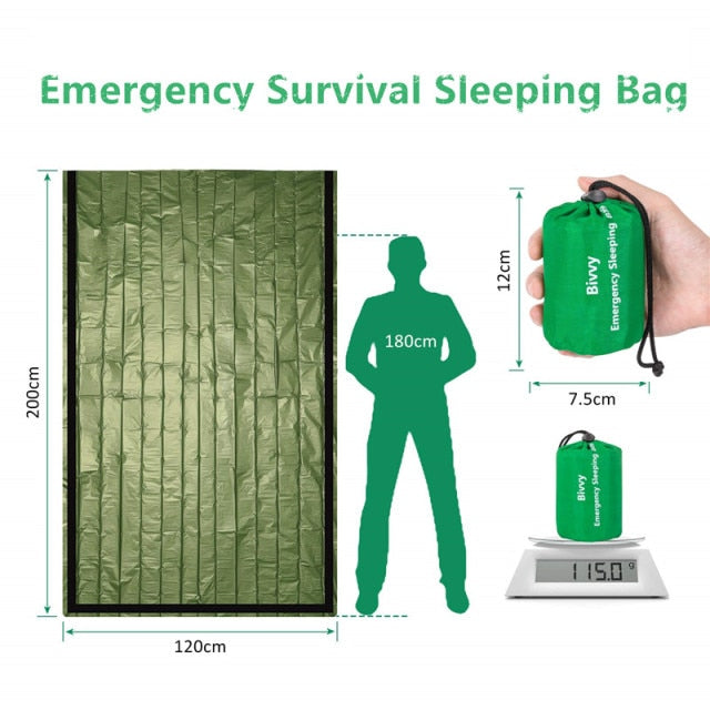 Outdoor  Life Bivy Emergency Sleeping Bag Thermal Keep Warm Waterproof Mylar First Aid Emergency Blanke Camping Survival Gear