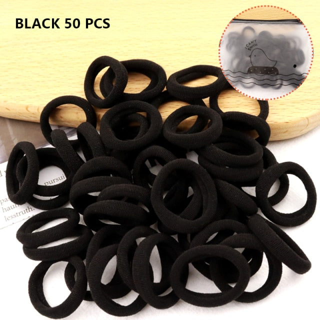 50/100pcs Girl Hairband Colorful Children Headband Small Elastic Hair Bands Scrunchy Baby Rubber Band Nylon Hair Accessories Kid