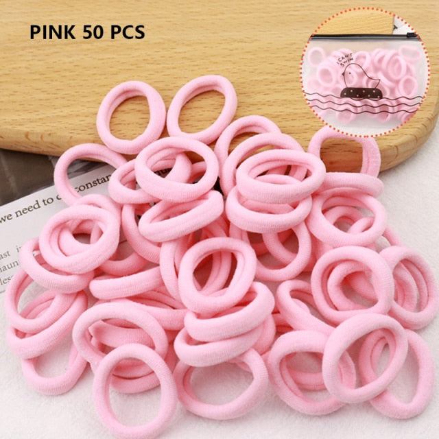 50/100pcs Girl Hairband Colorful Children Headband Small Elastic Hair Bands Scrunchy Baby Rubber Band Nylon Hair Accessories Kid