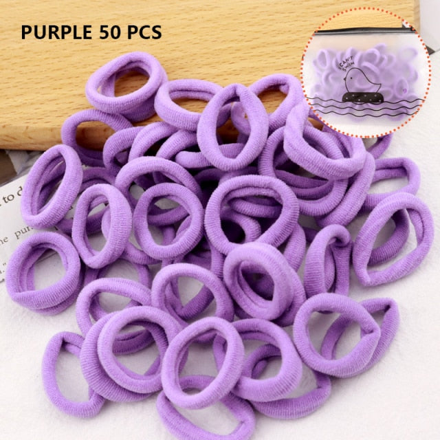 50/100pcs Girl Hairband Colorful Children Headband Small Elastic Hair Bands Scrunchy Baby Rubber Band Nylon Hair Accessories Kid