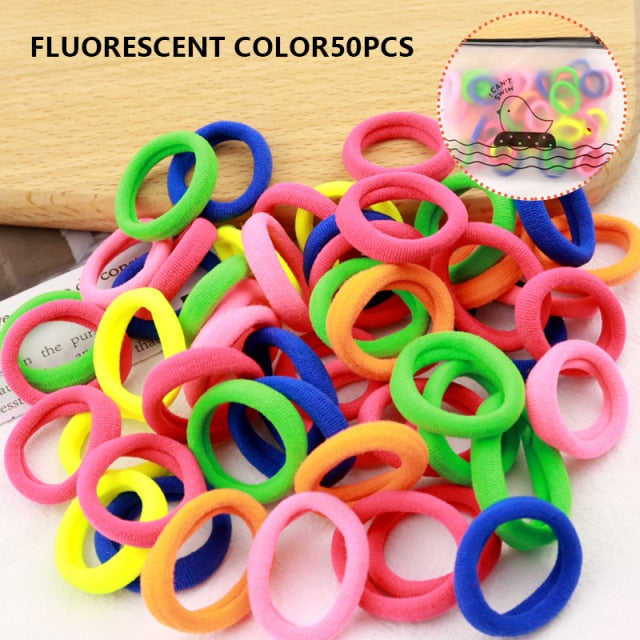 50/100pcs Girl Hairband Colorful Children Headband Small Elastic Hair Bands Scrunchy Baby Rubber Band Nylon Hair Accessories Kid