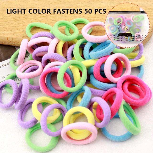 50/100pcs Girl Hairband Colorful Children Headband Small Elastic Hair Bands Scrunchy Baby Rubber Band Nylon Hair Accessories Kid