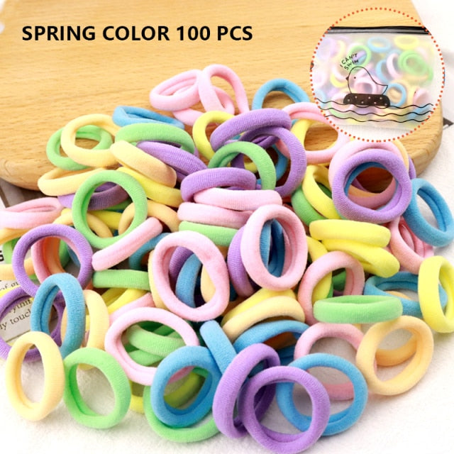 50/100pcs Girl Hairband Colorful Children Headband Small Elastic Hair Bands Scrunchy Baby Rubber Band Nylon Hair Accessories Kid