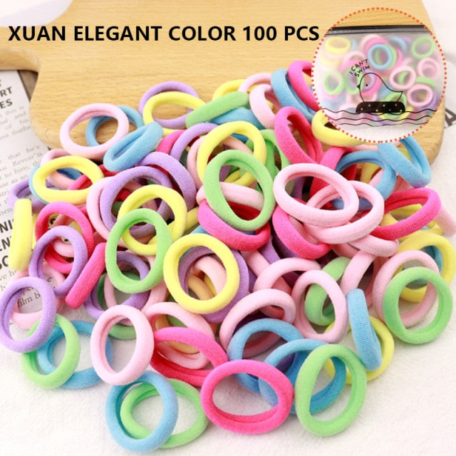 50/100pcs Girl Hairband Colorful Children Headband Small Elastic Hair Bands Scrunchy Baby Rubber Band Nylon Hair Accessories Kid