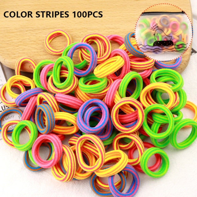 50/100pcs Girl Hairband Colorful Children Headband Small Elastic Hair Bands Scrunchy Baby Rubber Band Nylon Hair Accessories Kid