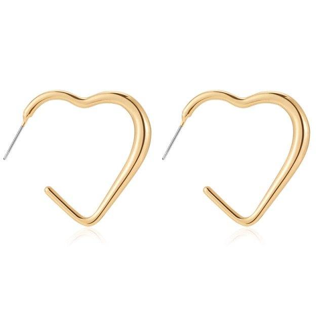 Golden Big hoop Earrings Korean Geometry Metal Gold Earrings For women Female Retro Drop Earrings 2021 Trend Fashion Jewelry