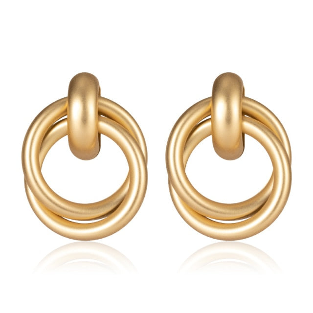 Golden Big hoop Earrings Korean Geometry Metal Gold Earrings For women Female Retro Drop Earrings 2021 Trend Fashion Jewelry