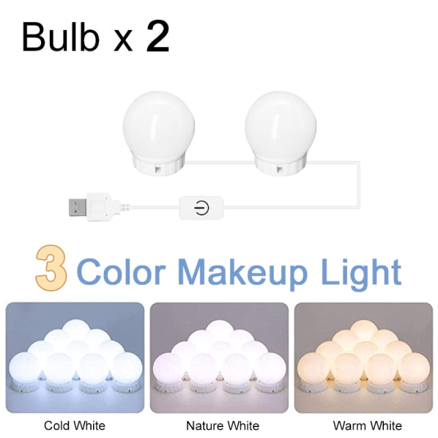 LED Professional Makeup Mirror Light Full Backlit Mirror USB Dimmle Table Mirror with Light 3 Colors Hollywood Vanity Lights