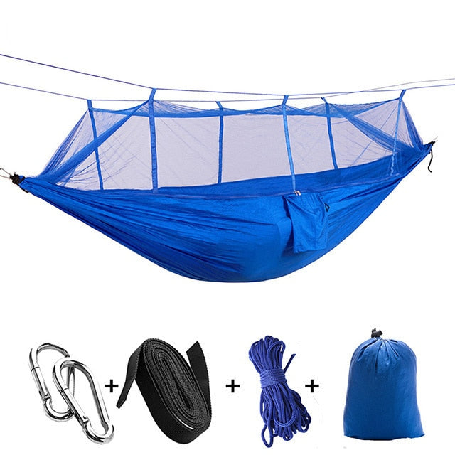 2021 Camping Hammock Go Swing With Mosquito Net Double Person Hammock Ultralight Outdoor Hunting Tourist Portable Hammock Tent