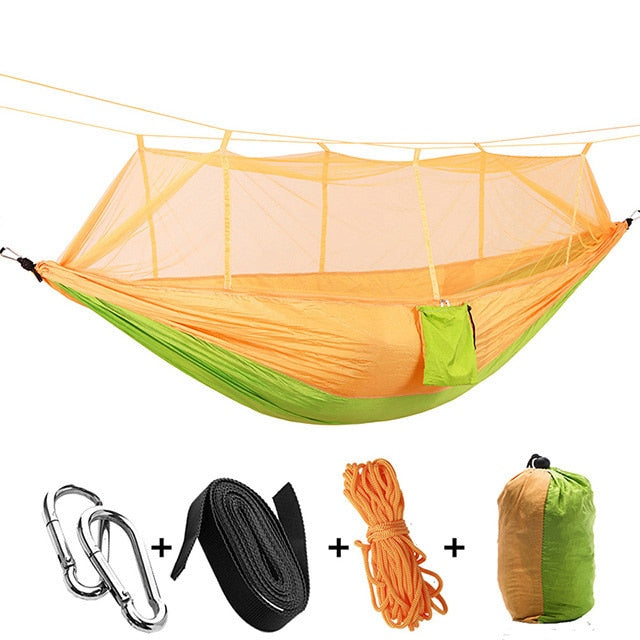 2021 Camping Hammock Go Swing With Mosquito Net Double Person Hammock Ultralight Outdoor Hunting Tourist Portable Hammock Tent