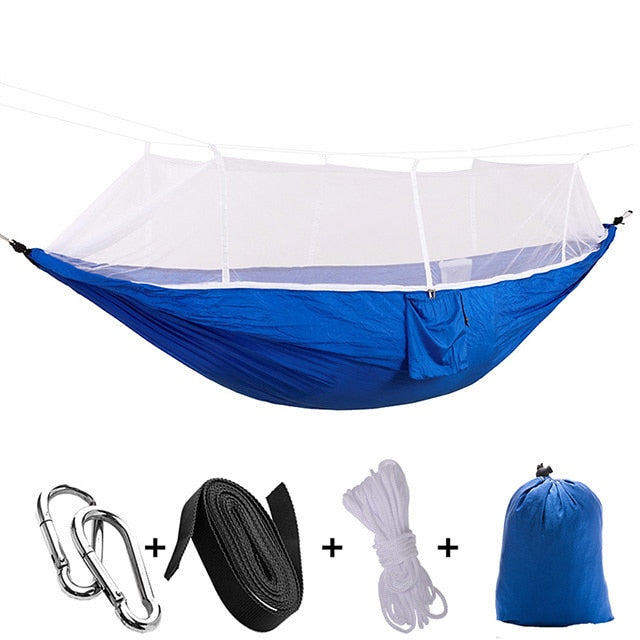 2021 Camping Hammock Go Swing With Mosquito Net Double Person Hammock Ultralight Outdoor Hunting Tourist Portable Hammock Tent