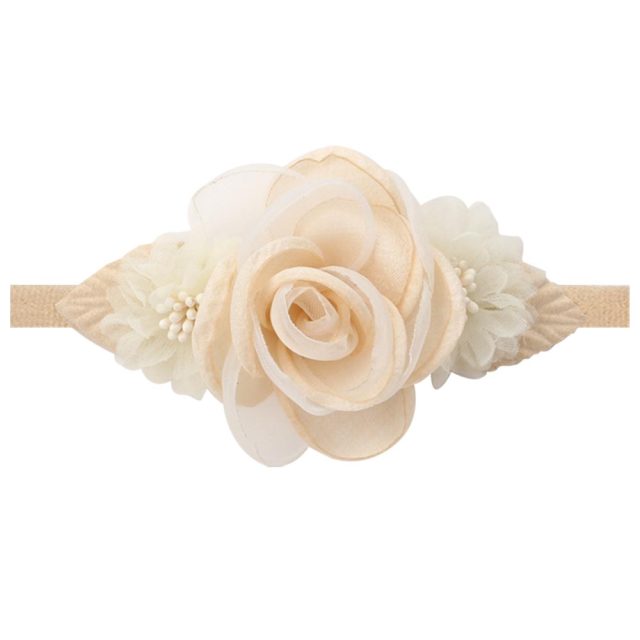 3 Styles Newborn Pearl Lace Artificial Flower Headbands for Baby Girls Handmade Nylon Elastic Hairbands Headband Baby Toddler