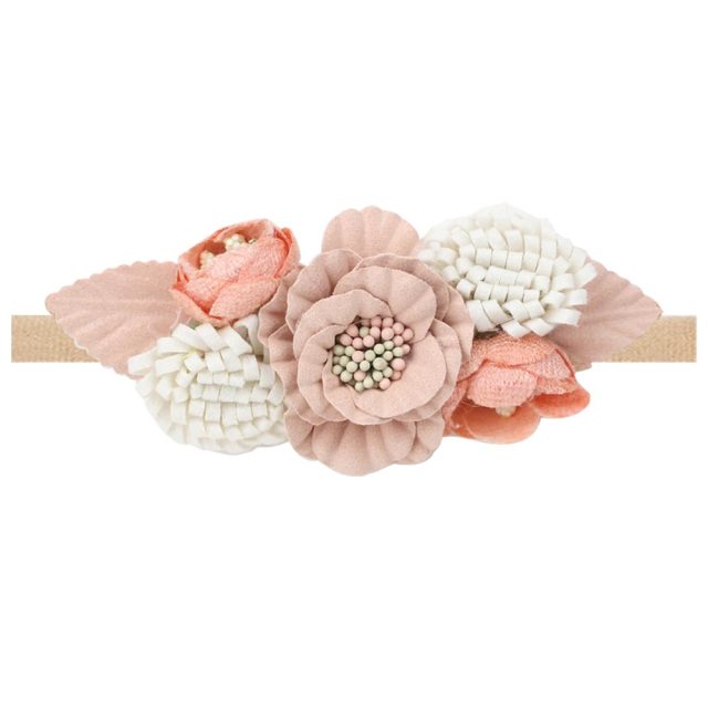 3 Styles Newborn Pearl Lace Artificial Flower Headbands for Baby Girls Handmade Nylon Elastic Hairbands Headband Baby Toddler