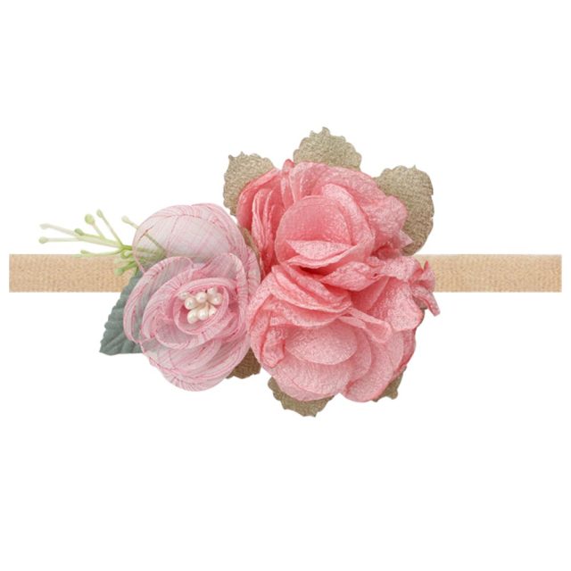 3 Styles Newborn Pearl Lace Artificial Flower Headbands for Baby Girls Handmade Nylon Elastic Hairbands Headband Baby Toddler