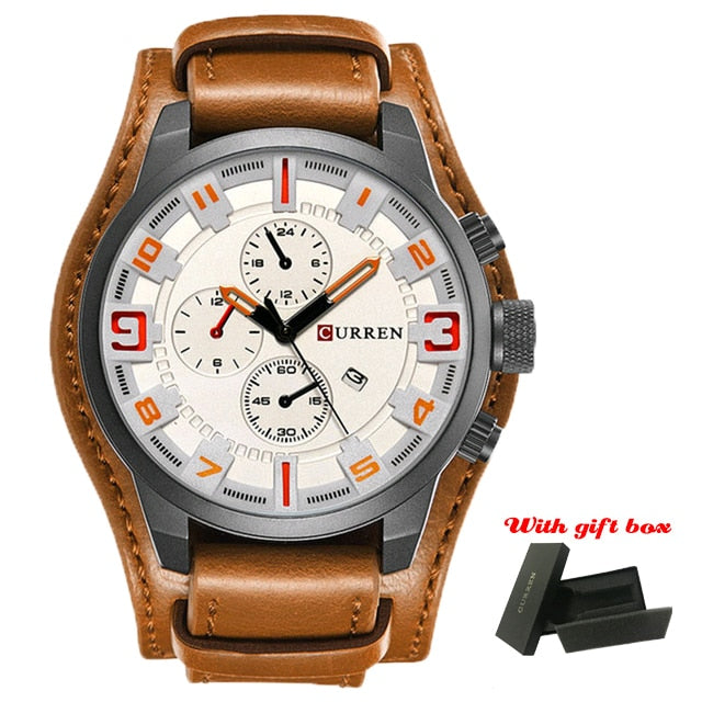 CURREN Top Brand Luxury Mens Watches Male Clocks Date Sport Military Clock Leather Strap Quartz Business Men Watch Gift 8225