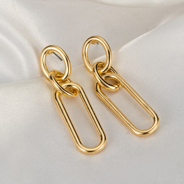 New Fashion Gold Color Metal Drop Earrings Stainless Steel Simple Knot Twist Earrings For Women Statement Jewelry 2020 Pendiente