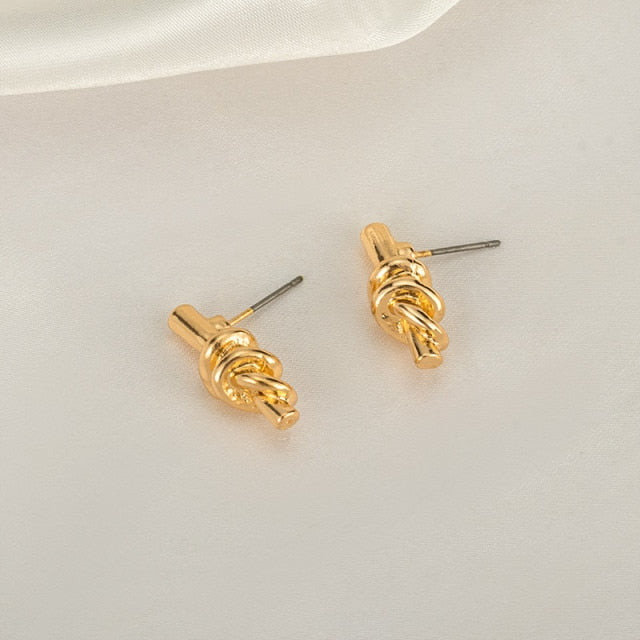 New Fashion Gold Color Metal Drop Earrings Stainless Steel Simple Knot Twist Earrings For Women Statement Jewelry 2020 Pendiente