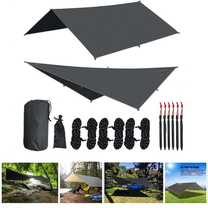 3Mx3M Ultralight Sun Shelter Camping Waterproof Awning Tarp Tent Hammock Rain Fly Camping Sunshade UV Resistant Coating