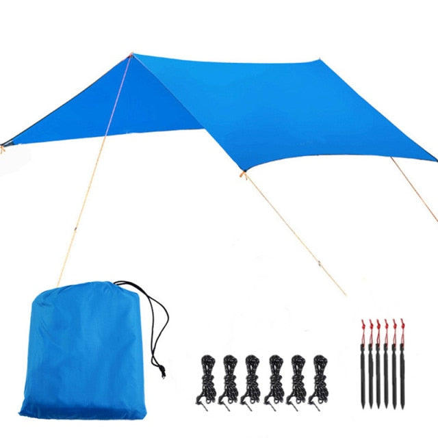 3Mx3M Ultralight Sun Shelter Camping Waterproof Awning Tarp Tent Hammock Rain Fly Camping Sunshade UV Resistant Coating