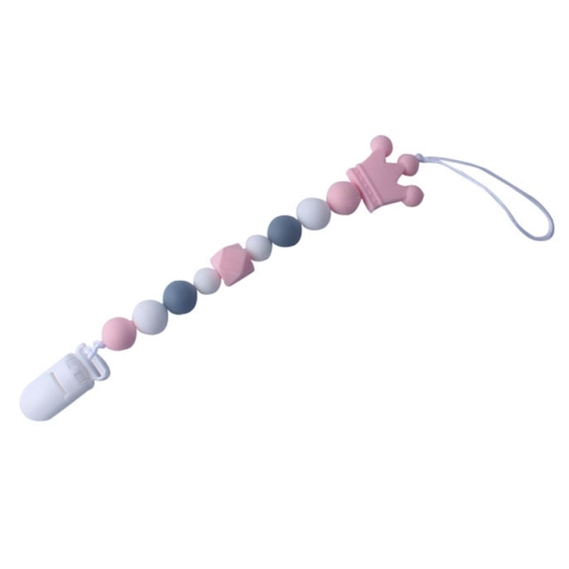 Baby Pacifier Clips Silicone Teething Beads Holder for Pacifier Soothie Clips Chian Silicone Teethers Toy Pendent for Pacifier