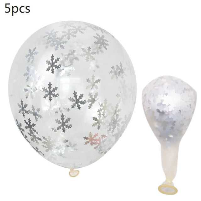 Snowflake Decorative Party Supplies Snow Confetti Latex Balloon Number Foil Balloon for Kids Birthday Summer Winter Decorations