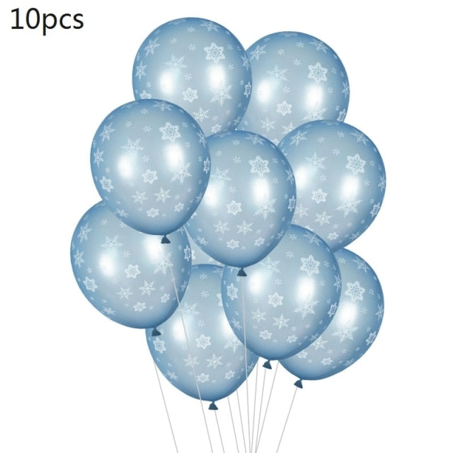 Snowflake Decorative Party Supplies Snow Confetti Latex Balloon Number Foil Balloon for Kids Birthday Summer Winter Decorations