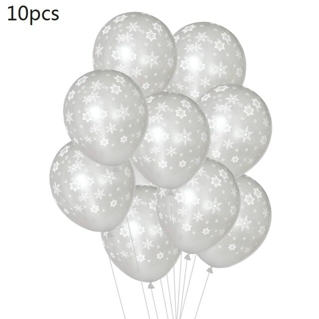 Snowflake Decorative Party Supplies Snow Confetti Latex Balloon Number Foil Balloon for Kids Birthday Summer Winter Decorations