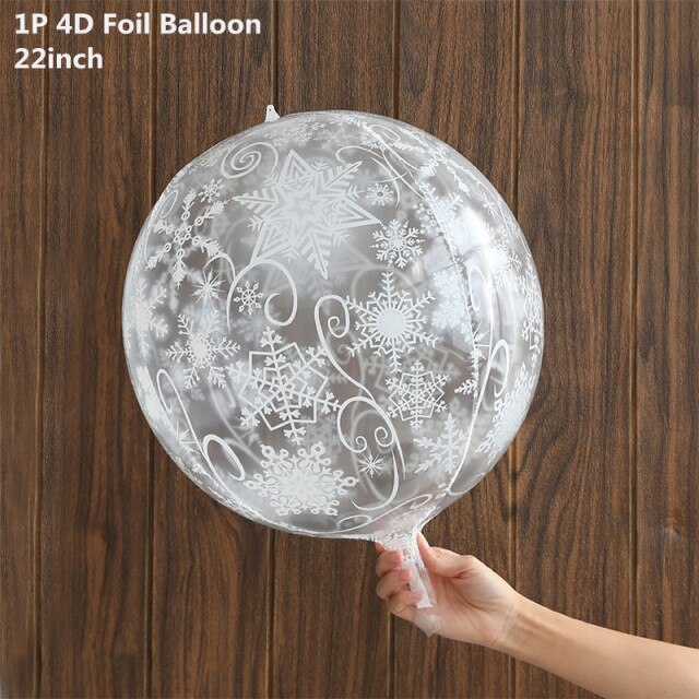 Snowflake Decorative Party Supplies Snow Confetti Latex Balloon Number Foil Balloon for Kids Birthday Summer Winter Decorations