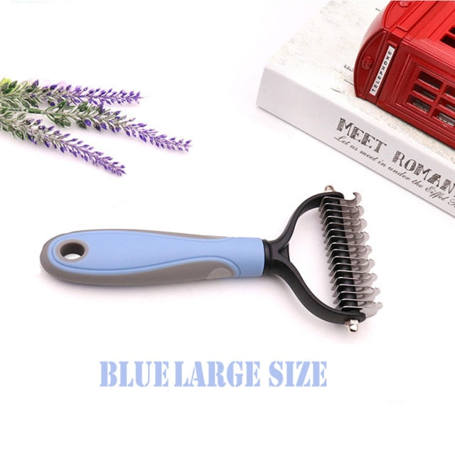 thumbnail image 2 of Double-Sided Pet Hair Removal Comb – Dematting Brush For Dogs & Cats, Stainless Steel, 2 Sizes 2 of 3