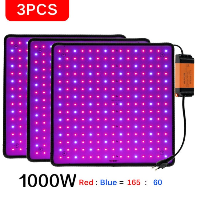 1000W LED Grow Light Panel Full Spectrum Phyto Lamp AC85-240V EU/US Plug For Indoor Grow Tent Plants Growth Light