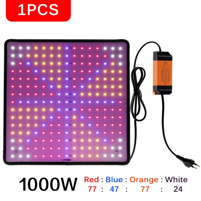 1000W LED Grow Light Panel Full Spectrum Phyto Lamp AC85-240V EU/US Plug For Indoor Grow Tent Plants Growth Light