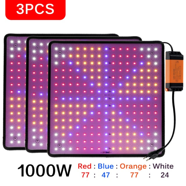 1000W LED Grow Light Panel Full Spectrum Phyto Lamp AC85-240V EU/US Plug For Indoor Grow Tent Plants Growth Light