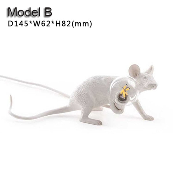 Postmodern Resin Animal Rat Mouse Table Lamp Small Mini Mouse Cute LED Night Lights Home Decor Desk Lights Seletti Bedside Lamp