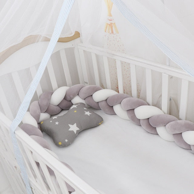 1M/2M/3M/4M Baby Bumper Crib Cot Protector Infant Bebe Bedding Set for Baby Boy Girl Braid Knot Pillow Cushion Room Decor