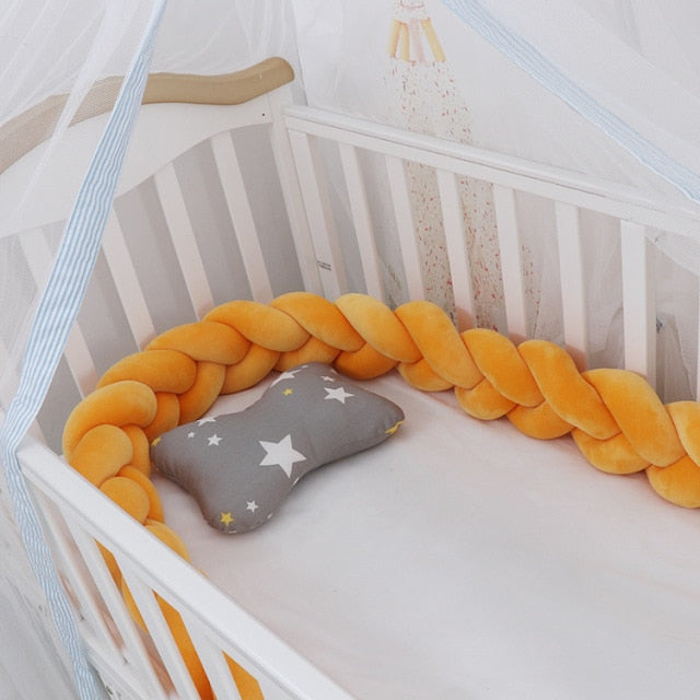 1M/2M/3M/4M Baby Bumper Crib Cot Protector Infant Bebe Bedding Set for Baby Boy Girl Braid Knot Pillow Cushion Room Decor