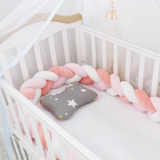 1M/2M/3M/4M Baby Bumper Crib Cot Protector Infant Bebe Bedding Set for Baby Boy Girl Braid Knot Pillow Cushion Room Decor