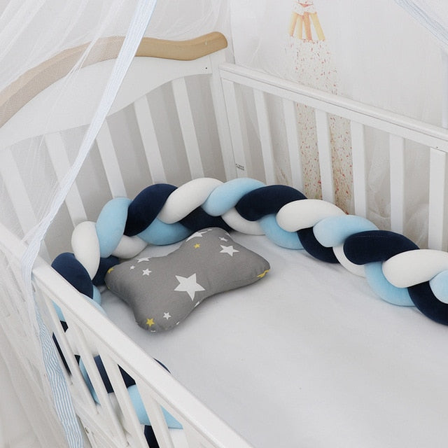 1M/2M/3M/4M Baby Bumper Crib Cot Protector Infant Bebe Bedding Set for Baby Boy Girl Braid Knot Pillow Cushion Room Decor