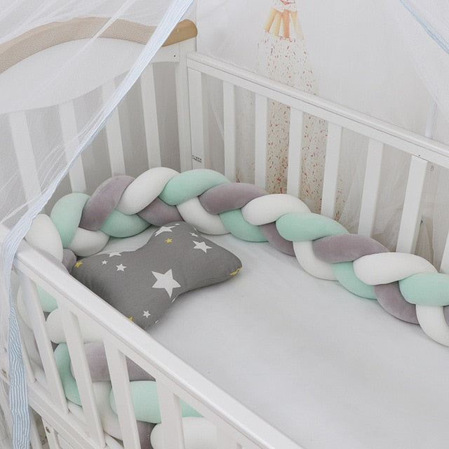 1M/2M/3M/4M Baby Bumper Crib Cot Protector Infant Bebe Bedding Set for Baby Boy Girl Braid Knot Pillow Cushion Room Decor