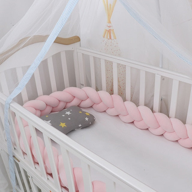 1M/2M/3M/4M Baby Bumper Crib Cot Protector Infant Bebe Bedding Set for Baby Boy Girl Braid Knot Pillow Cushion Room Decor