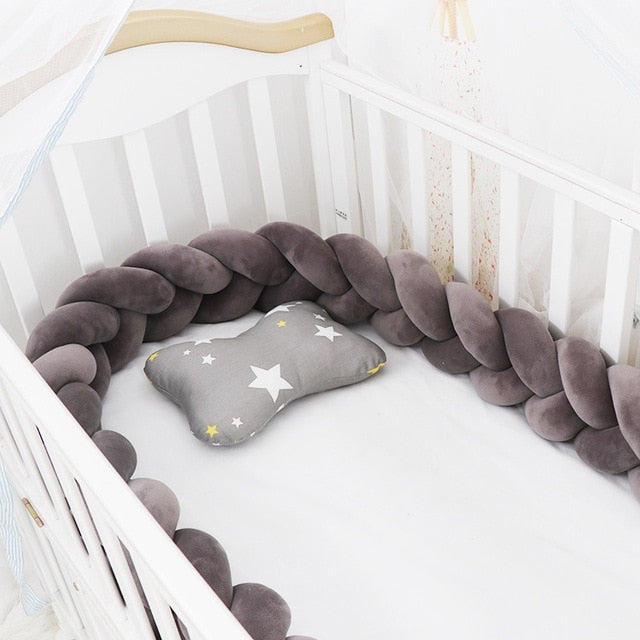 1M/2M/3M/4M Baby Bumper Crib Cot Protector Infant Bebe Bedding Set for Baby Boy Girl Braid Knot Pillow Cushion Room Decor