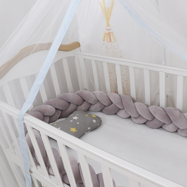 1M/2M/3M/4M Baby Bumper Crib Cot Protector Infant Bebe Bedding Set for Baby Boy Girl Braid Knot Pillow Cushion Room Decor