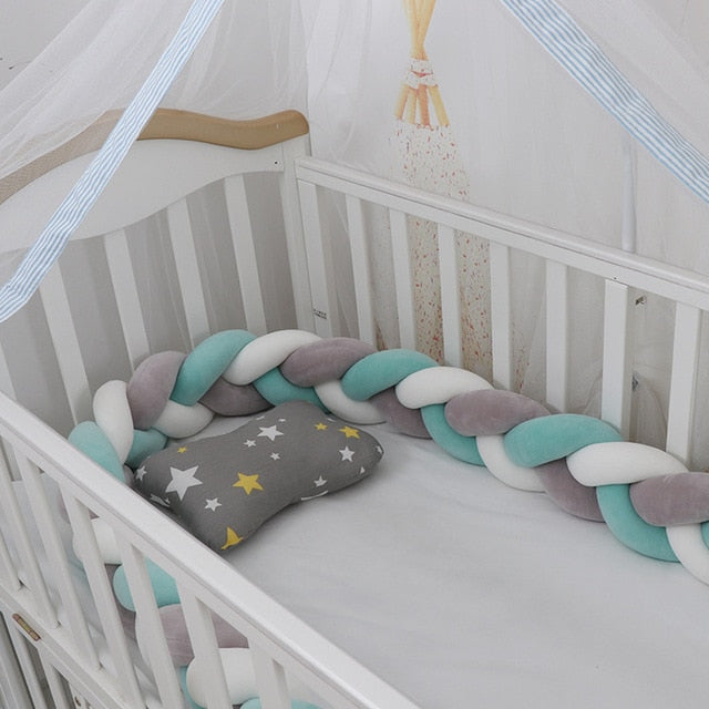 1M/2M/3M/4M Baby Bumper Crib Cot Protector Infant Bebe Bedding Set for Baby Boy Girl Braid Knot Pillow Cushion Room Decor