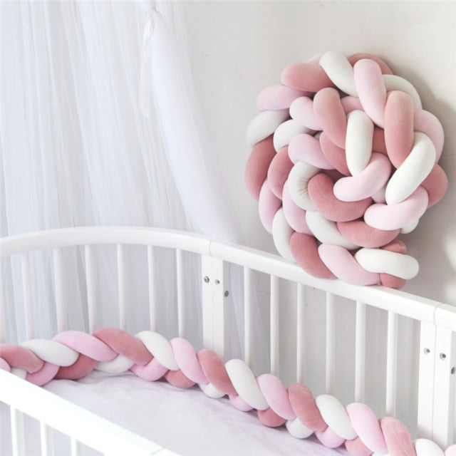 1M/2M/3M/4M Baby Bumper Crib Cot Protector Infant Bebe Bedding Set for Baby Boy Girl Braid Knot Pillow Cushion Room Decor